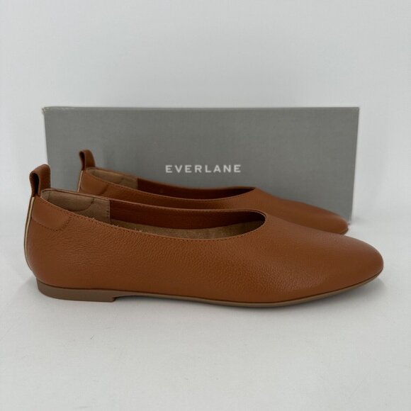 Everlane The Italian Leather Day Glove Flats in Toasted Almond 6 Women's NIB - Picture 2 of 6